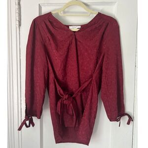 Monday Fun Top Women's  Blouse Kayla Button Blouse Burgundy - Size S